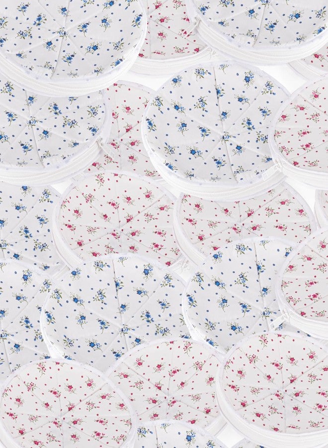 Clazkit غطاء خبز الروتي والشاباتي من كلازكيت، مصنوع من القطن، مزود بسحاب، بتصميم دائري، منديل مطبخ تقليدي، يحافظ على نضارة الروتي والشاباتي (قطعتان)، أبيض ووردي - Image 5